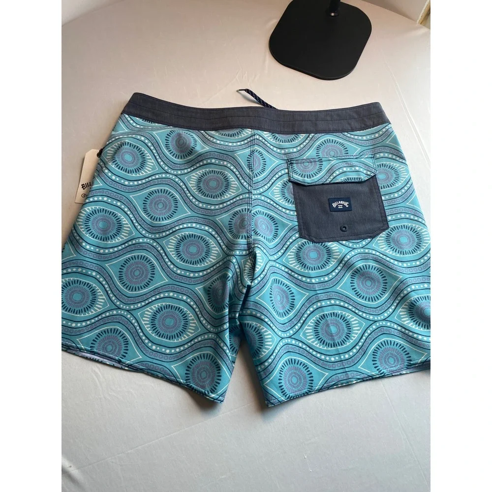 Billabong Goodtimes Pro Recycler Board Shorts Mens 36 Teal Geometric Print NEW